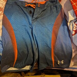 Under Armour Men's Athletic Shorts in Blue and Orange